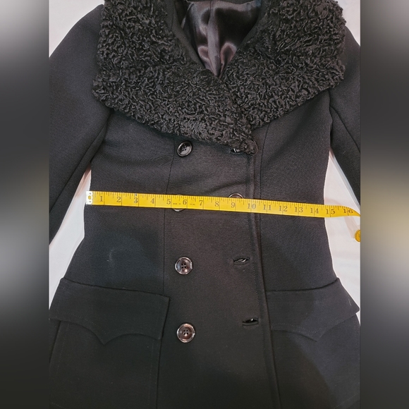 Vintage Union Made Penny Lane Princess Coat black wool and Astrakhan Collar - Picture 10 of 13